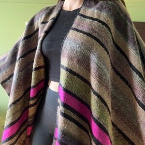 Striped Multicolor Wrap with Fringe